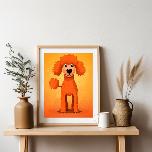Poster Cão de Poodle Laranja Feliz (Criador carregado)