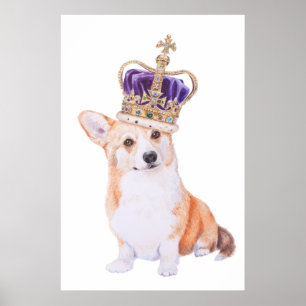 Poster Cão do Corgi na coroa