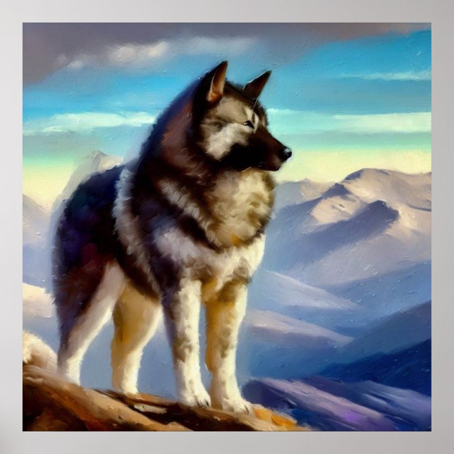 Poster Cão Elkhound Norueguês (Frente)