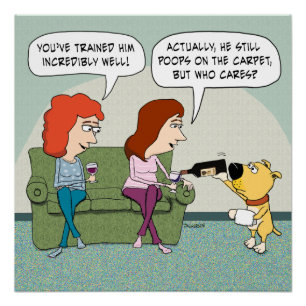 Pôster Cão Engraçado, Bem Treinado, Servindo Vinho