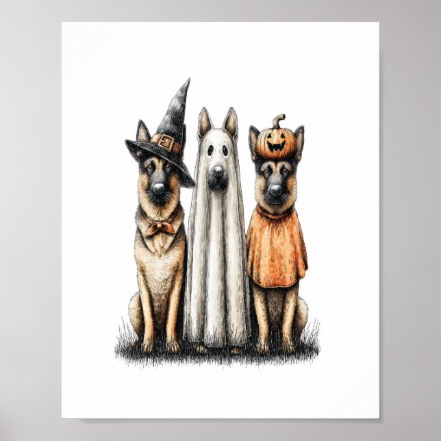 Poster Cão German shepherd do Halloween Ghost (Frente)