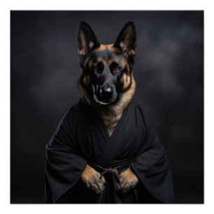 Pôster cão german shepherd, karate, kung fu, artes marcia