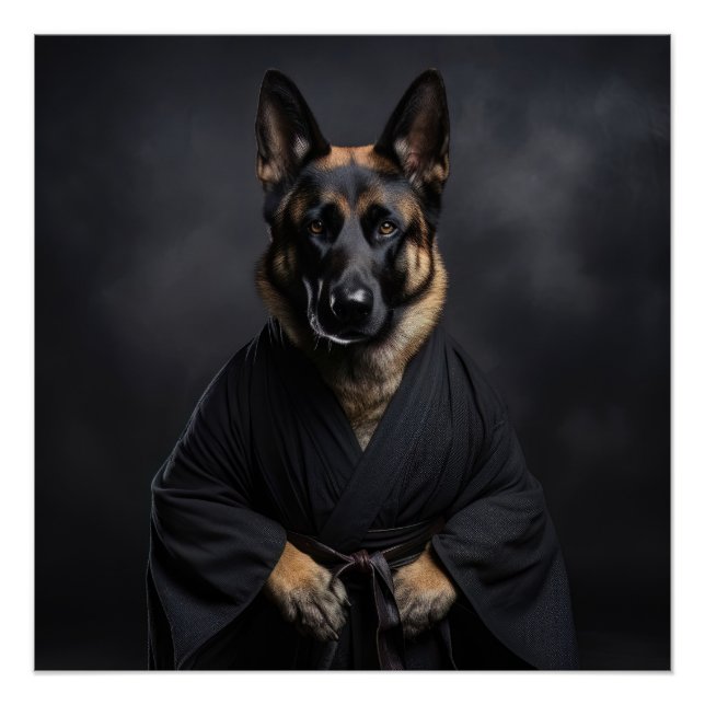 Pôster cão german shepherd, karate, kung fu, artes marcia (Frente)