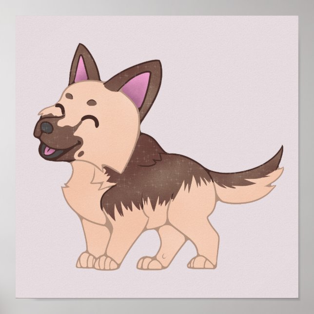 Poster Cão German shepherd Kawaii (Frente)