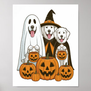 Poster Cão Grande Pirenéus Fantasma Bruxa Halloween Corre