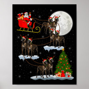 Poster Cão Great Dane Papai Noel Trenó Voador Divertido M