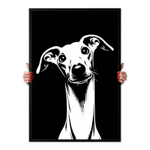 Poster Cão Italiano Greyhound Pop Art Branco & Estética P