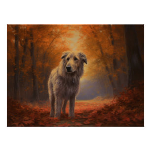 Pôster Cão-lobo entre Folhas de Outono Caídas Inspira