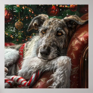 Poster Cão Lobo Hound Natal Festivo