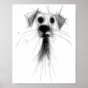 Poster Cão Lover Abstrato Scribble Art Cubo Puppy Puppy P