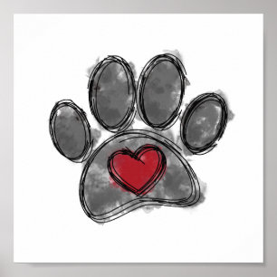 Poster Cão Lover Desenho Aquarela