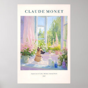 Poster Cão Malinois Belga na Banheira Arte Impressa Monet