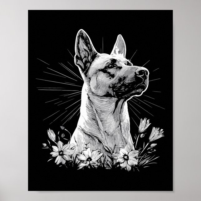 Poster Cão-Malinois-Lover-Estilo Retro Tatuagem (Frente)