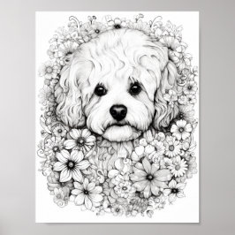 Poster Cão Mandala Coloração de Adultos
