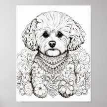 Cão Mandala Coloração de Adultos