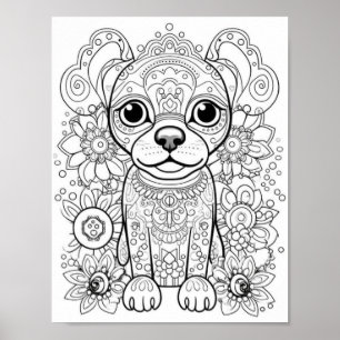 Poster Cão Mandala Coloração de Adultos