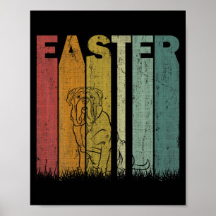 Poster Cão Mastim do Dia de Páscoa Gráfico Retro Engraçad