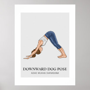 Poster Cão Olhando para Baixo Pose Yoga Fitness Mulher