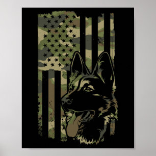 Poster Cão Pastor Alemão - Amante de Cães Pastor Bandeira