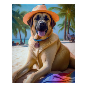 Pôster Cão Pastor da Anatólia na Praia, presente de verão