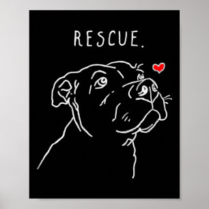 Poster Cão Resgatado, Desenho Tbull, Mãe Resgate, Adote N