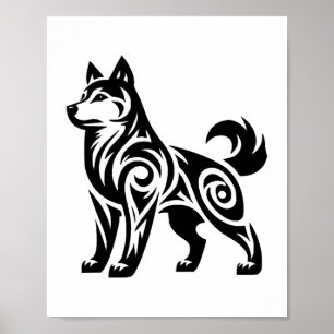 Poster Cão Rouco Tribal Místico Poderoso