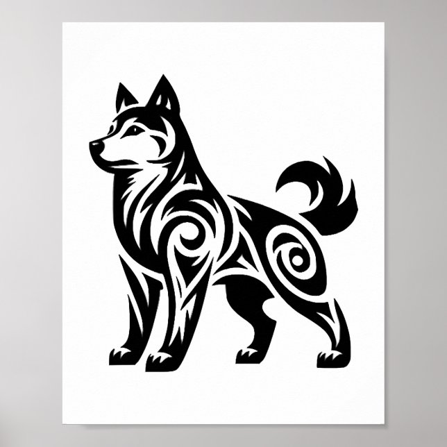 Poster Cão Rouco Tribal Místico Poderoso (Frente)