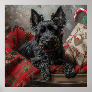 Poster Cão Terrier Escocês Natal Festivo