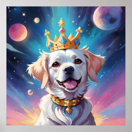 Poster Cão vestindo uma coroa no espaço