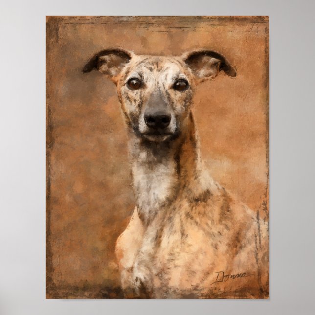 Poster Cão Whippet Brindle (Frente)