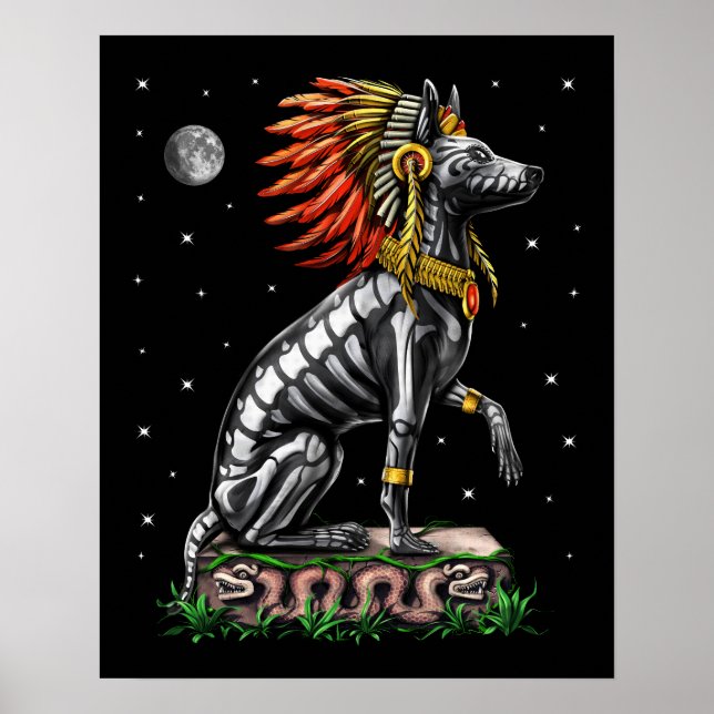 Poster Cão Xolo Aztec (Frente)