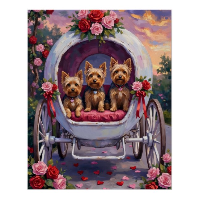 Pôster Cão Yorkshire Terrier Dia dos Namorados (Frente)