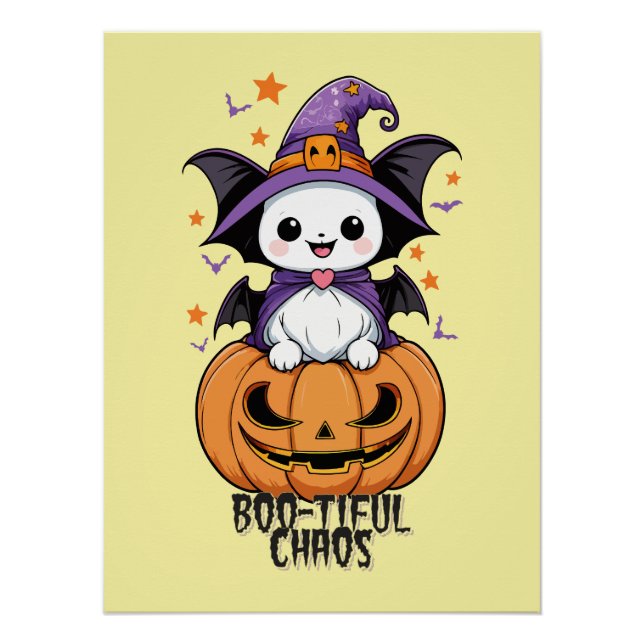 Pôster Caos Bonitos | Morcegos, Chapéus e Abóboras (Frente)