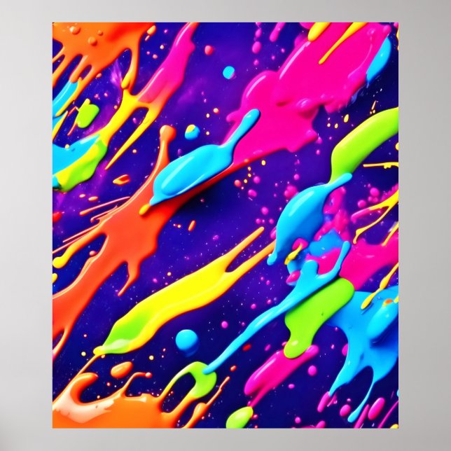 Poster Caos Coloridos no Tabuleiro de Abstrato (Frente)
