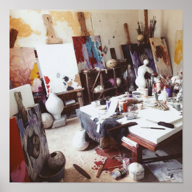 Poster Caos criativo: Espaço de Trabalho Dinâmico do Arti (Frente)