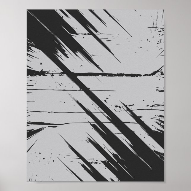 Poster Caos Dinâmico de Traços Pretos (Frente)