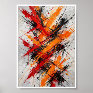 Poster Caos Ígneo - Abstrato com Salpicos de Vermelho Lar