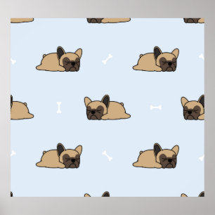 Poster Cãozinho de buldogue francês, padrão de sono bonit