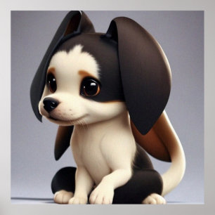 Poster Cãozinho-de-cachorrinho bonito, castanho-escuro e 