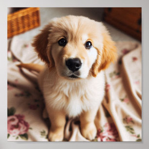 Poster Cãozinho do ouro Retriever com olhos de cachorrinh