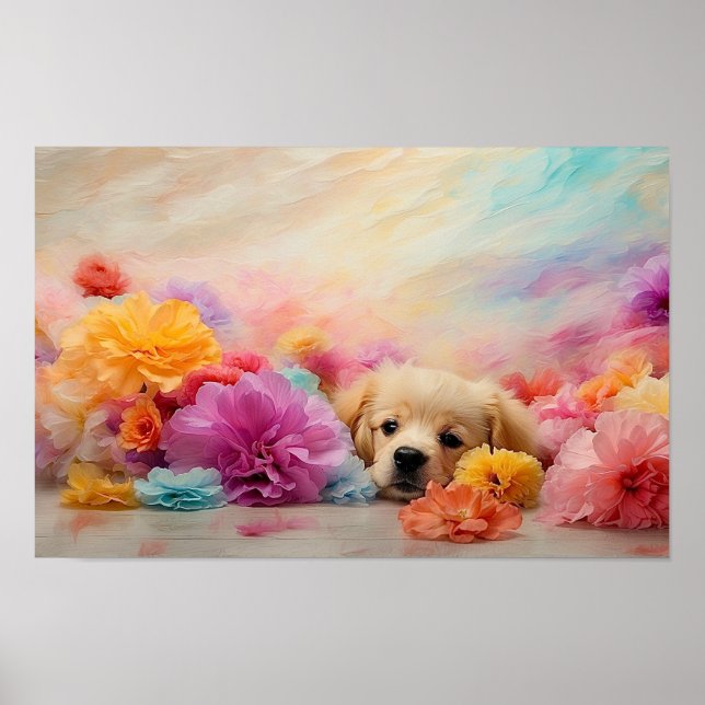 Poster Cãozinho floral bonito para download (Frente)