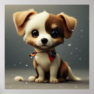 Poster Cãozinho giro e branco