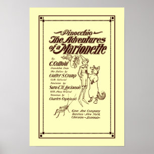 Pôster Capa 1904 de Pinocchio do vintage