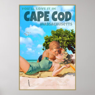 Poster Capa Cod Massachusetts Cartaz de Viagem Marilyn