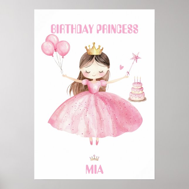 Poster Capa de Aniversário de 1 Ano da Pequena Princesa P (Frente)
