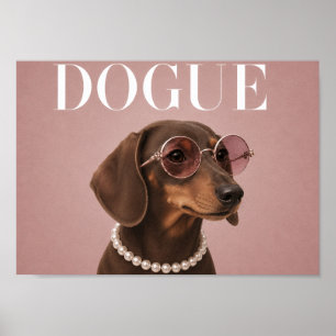 Poster Capa de Cachorro Dachshund Rosa A4