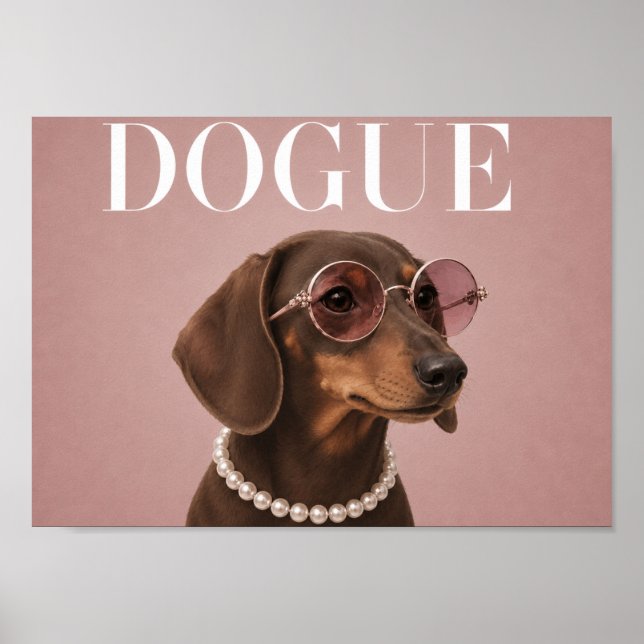 Poster Capa de Cachorro Dachshund Rosa A4 (Frente)