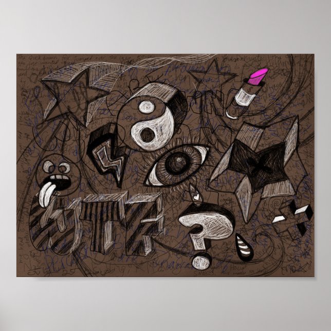 Poster Capa de Caderno Inspirada em Doodle - Grunge (Frente)