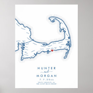 Poster Capa de Casamento Red Jacket Cape Cod Marinha Cart