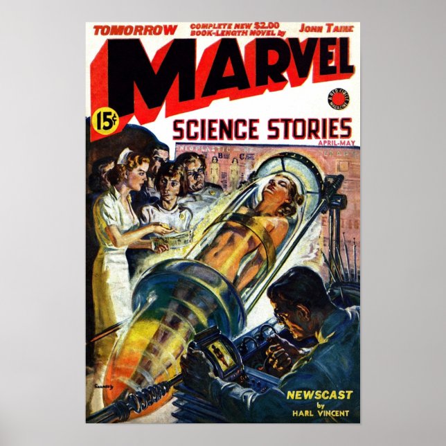 Poster Capa de Norman Saunders de Marvel Science Stories  (Frente)